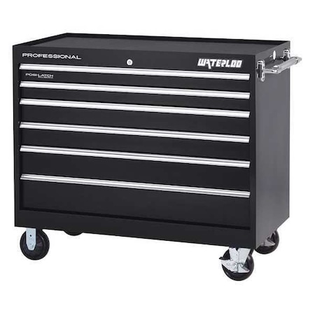Workstation 6 Drawer 46" Black by USA Waterloo Rolling & Combination Cabinets & Carts