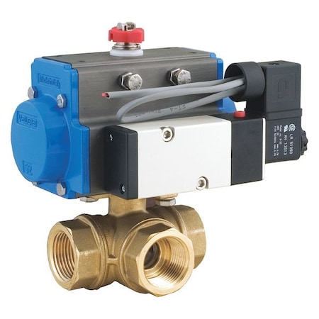 Pneumatic Spring Return Brass 3 Way T by USA Bonomi Pneumatic Flow Control Valves