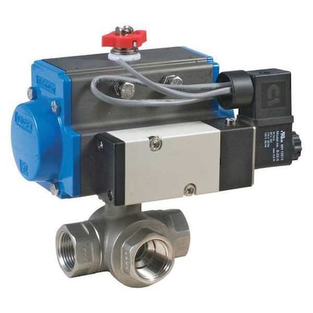 Pneumatic Spring Return SS 3 Way T port by USA Bonomi Pneumatic Flow Control Valves