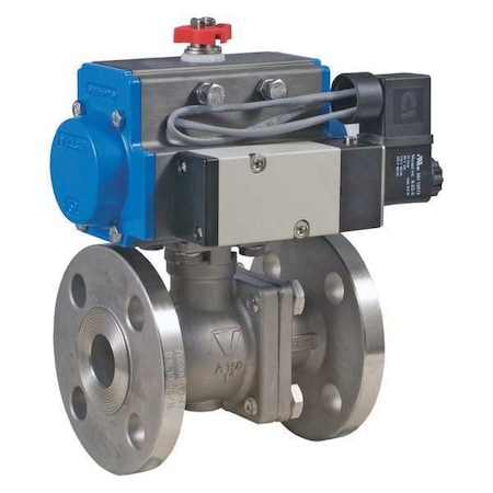 Pneumatic Actuated Flanged Ball Valve SS by USA Bonomi Pneumatic Flow Control Valves