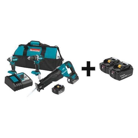 Cordless Combo Kit 18.0 V 3 Tools 4 Batt by USA Makita Cordless Power Tool Combination Kits
