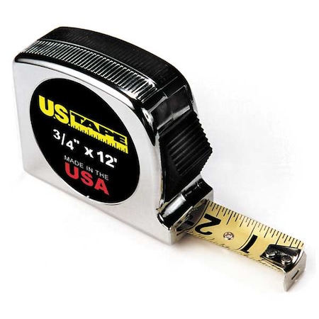 Tape Measure 3/4 In x 12 ft Chrome Ft/In by USA US Tape Measuring Tapes