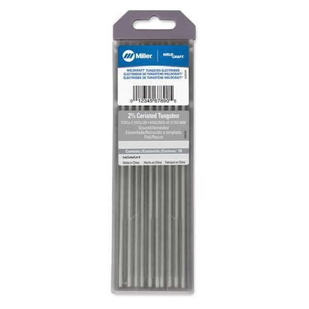 7" Tungsten Electrode 3/32" Dia. Pk10 by USA Miller Arc Welding Filler Rods