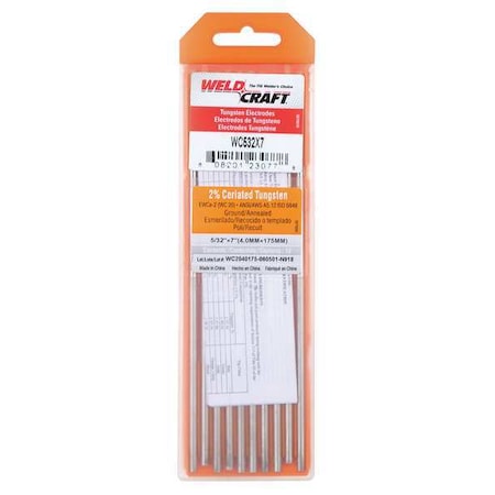 7" Tungsten Electrode 5/32" Dia. Pk10 by USA Miller Arc Welding Filler Rods