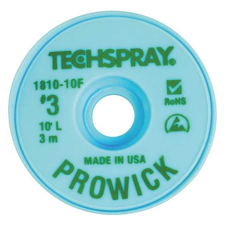 Pro Wick Green #3 Braid AS by USA Techspray Soldering Accessories