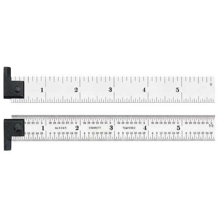Steel Rule 4R 6 L x 3/4 In W Chrome Hook by USA Starrett Rulers & Straight Edges