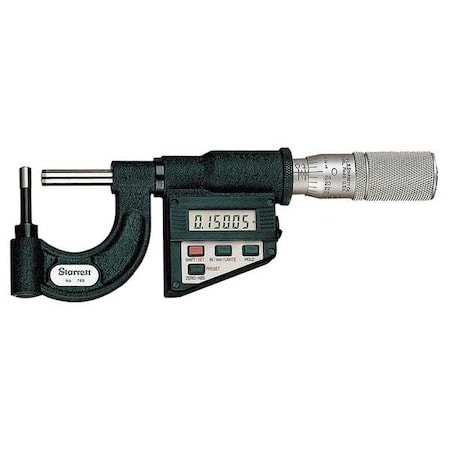 Tube Micrometer Digital 1In/25mm SPC LCD by USA Starrett Micrometers