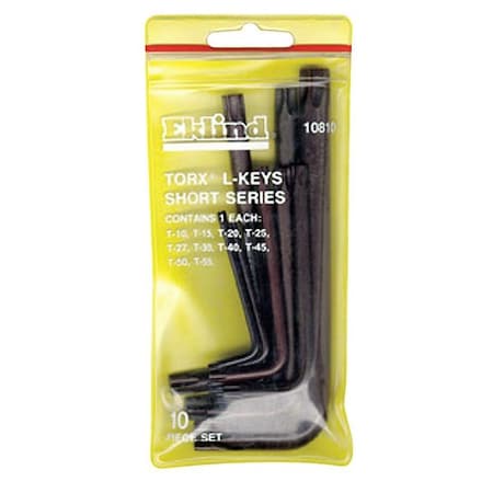 Torx Key Set Pieces 10 T7 Type 10810 by USA Eklind Hex Key Sets