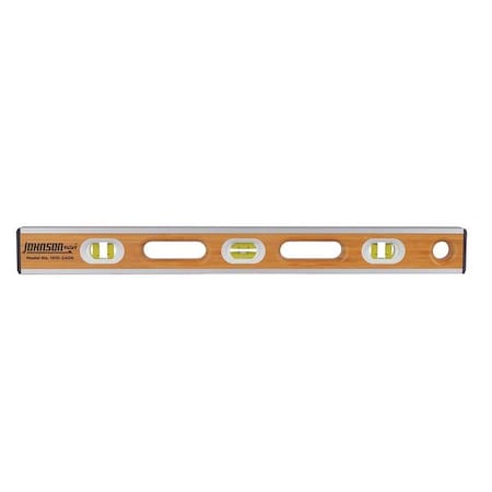 Wood Level Bamboo 24 In L 6 Vials by USA Johnson Box I Beam & Torpedo Levels