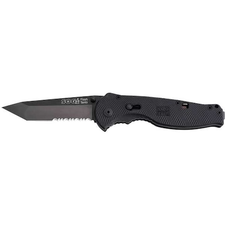 Folding Knife Tanto 3 1/2 In L Black Type TFSAT98 CP by USA SOG Folding Knives