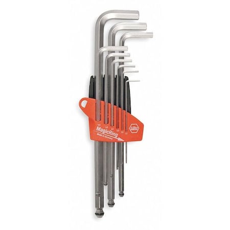 Ball End Hex Key Set Pieces 9 M7 Type 66990 by USA Wiha Hex Key Sets