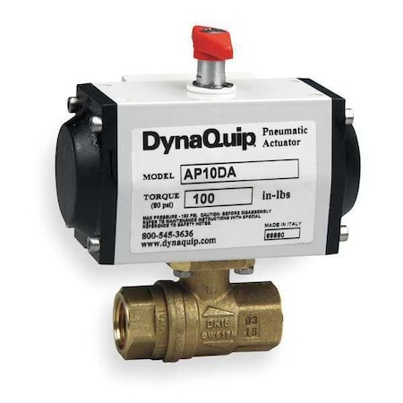 2" FNPT Brass Pneumatic Ball Valve Inline by USA Dynaquip Pneumatic Flow Control Valves