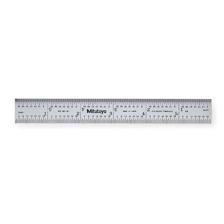 Steel Rule Rigid 6x3/4 In 8/16/32/64ths by USA Mitutoyo Rulers & Straight Edges