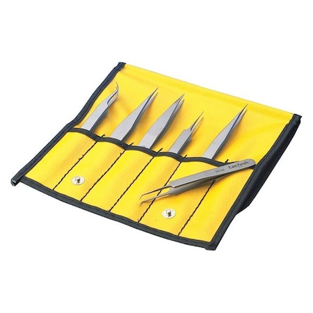 Tweezers Set 6pcs. Technik In Soft Case by USA Aven Inspection & Retrieving Tweezers