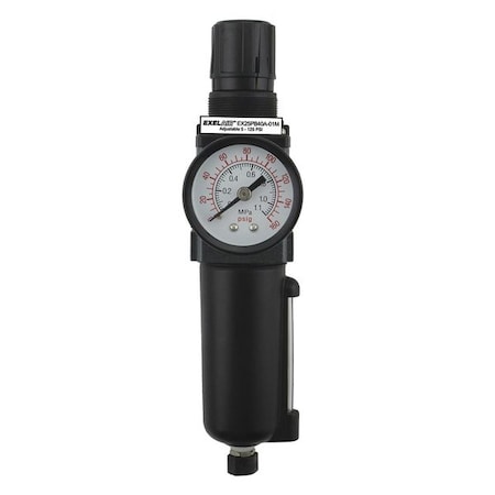 Mini Filter/Regulator 1/8" NPT Metal by USA Exelair Compressed Air Filters & Regulators