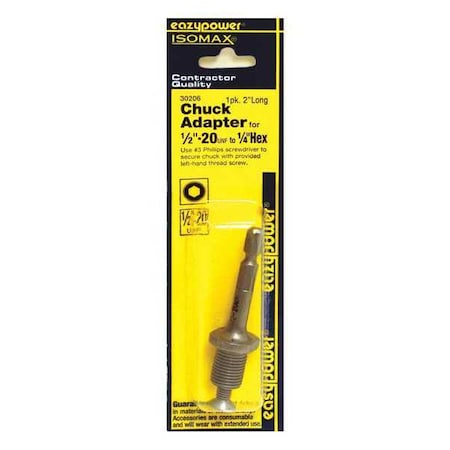 Adapter 1/4" Hex 1/2 20 UNF Thread by USA Eazypower Magnetic Drill Press Arbors & Adaptors