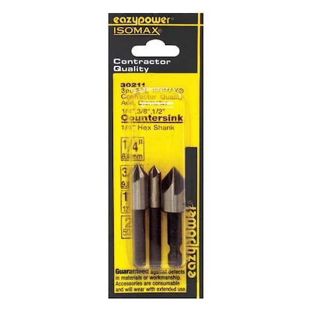 Countersink Set 1/4 3/8 1/2" 3 pcs. by USA Eazypower Screwdriver Bits
