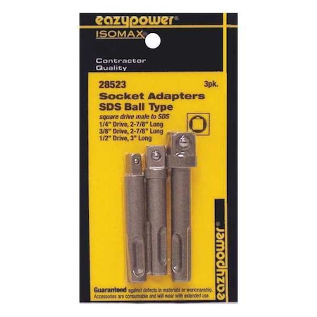 Socket Adapter Set 1/4 3/8 1/2 3" 3 pcs. by USA Eazypower Screwdriver Bits