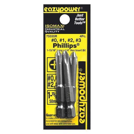 Power Bit No. 0 3 2" 4 pcs. by USA Eazypower Screwdriver Bits