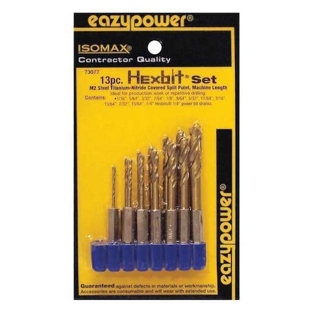 Assorted Short Hex Bits Set HSS 13 pcs. by USA Eazypower Screwdriver Bits
