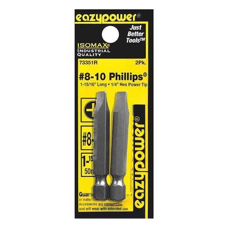 Slotted Hex Power Bit 8 10 2" PK2 by USA Eazypower Screwdriver Bits