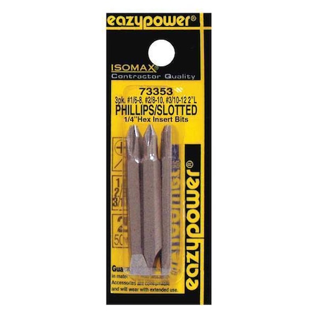 Slotted Power Bit 2" 3 pcs. by USA Eazypower Screwdriver Bits
