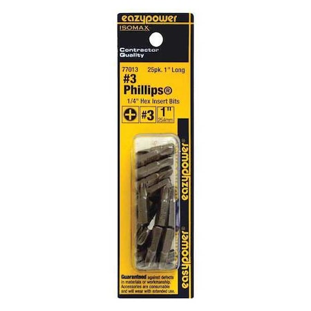 Insert Bit No. 3 1" PK25 by USA Eazypower Screwdriver Bits