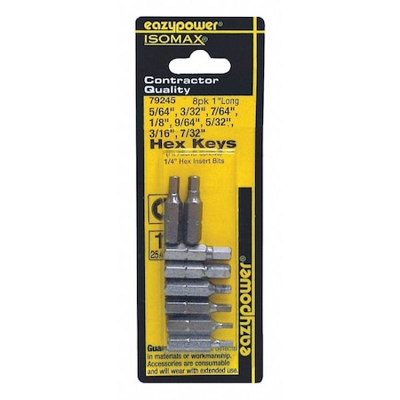 Hex Key Assortment 1" 8 pcs. by USA Eazypower Screwdriver Bits