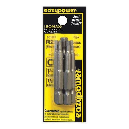 Square Recess Hex Power Bit 2" R2 PK5 by USA Eazypower Screwdriver Bits