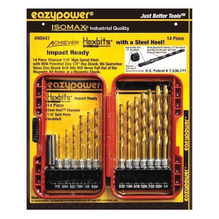 Hex Drive Impact Drill Bit Set 14 pcs. by USA Eazypower Screwdriver Bits