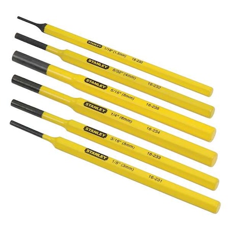 Drive Pin Punch Set Hardened Steel by USA Stanley Punch & Chisel Sets
