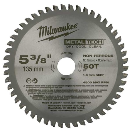 Crclr Saw Bld Crbde 5 3/8 In 50 Teeth by USA Milwaukee Circular Power Saw Blades
