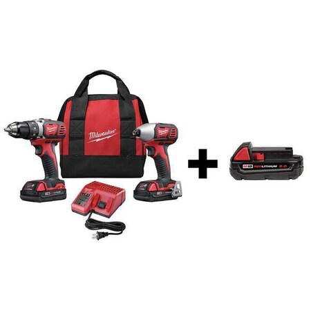 Cordless Combo Kit 18.V W/Add Bat by USA Milwaukee Cordless Power Tool Combination Kits
