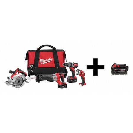 Cordless Combo Kit 18.0 V 4 Tools 3 Batt by USA Milwaukee Cordless Power Tool Combination Kits
