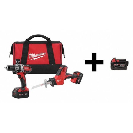 Cordless Combo Kit 18.0 V 2 Tools 3 Batt Type 2695 22 / 48 11 1840 by USA Milwaukee Cordless Power Tool Combination Kits