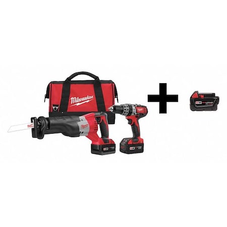 Cordless Combo Kit 18.0 V 2 Tools 3 Batt Type 2694 22 / 48 11 1840 by USA Milwaukee Cordless Power Tool Combination Kits