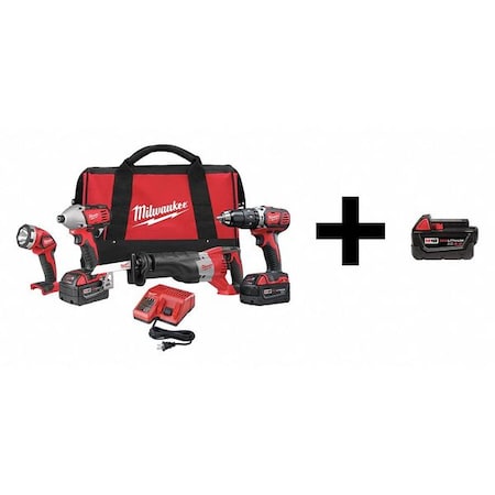 Cordless Combo Kit 18.0 V 4 Tools 3 Batt Type 2696 24 / 48 11 1840 by USA Milwaukee Cordless Power Tool Combination Kits