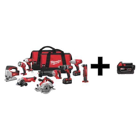 Cordless Combo Kit 18.0 V 9 Tools 3 Batt by USA Milwaukee Cordless Power Tool Combination Kits