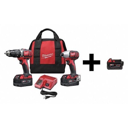 Cordless Combo Kit 18.0 V 2 Tools 3 Batt Type 2697 22 / 48 11 1840 by USA Milwaukee Cordless Power Tool Combination Kits