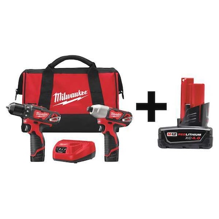 Cordless Combo Kit 12.0 V 2 Tools 2 Batt Type 2494 22 48 11 2440 by USA Milwaukee Cordless Power Tool Combination Kits