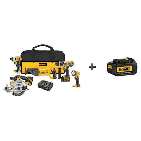 Cordless Combo Kit 20.0 V 5 Tools 3 Batt by USA Dewalt Cordless Power Tool Combination Kits
