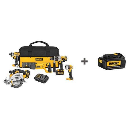 Cordless Combo Kit 20.0 V 5 Tools 3 Batt Type DCK592L2 DCB200 by USA Dewalt Cordless Power Tool Combination Kits