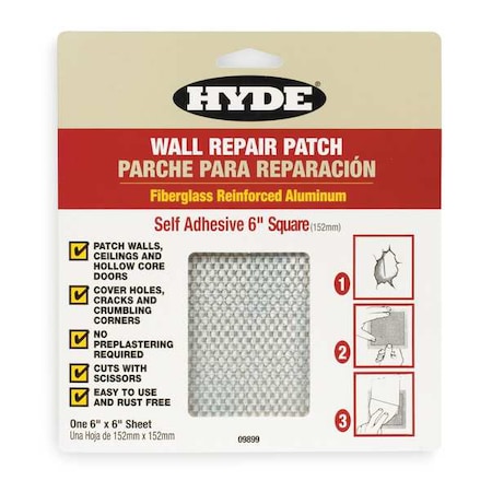 Wall Patch 6 x 6 In Aluminum/Fiberglass by USA Hyde Drywall Specialty Tool Accessories