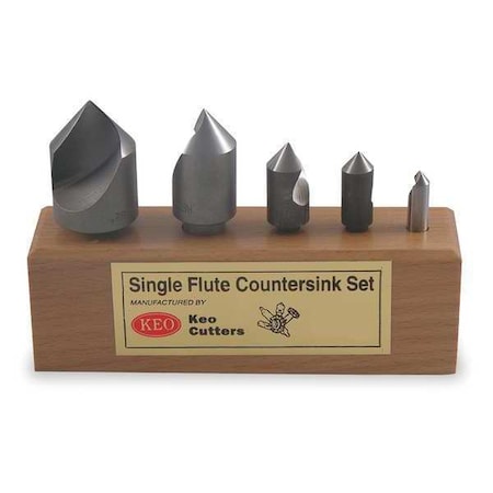 Countersink Set 5 PC 1 FL 120 Deg HSS by USA KEO Countersinks Counterbores & Reamers