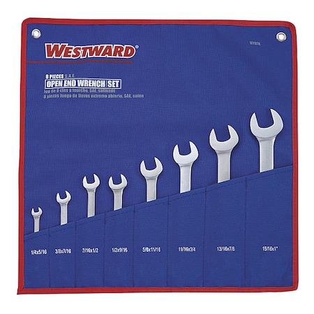 Open End Wrench Set 15 Deg 1/4 1 in. 8Pc by USA Westward Combination Wrench Sets