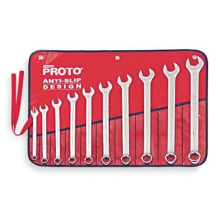 Combo Wrench Set Antislip 7/16 1 in 10Pc by USA Proto Combination Wrench Sets