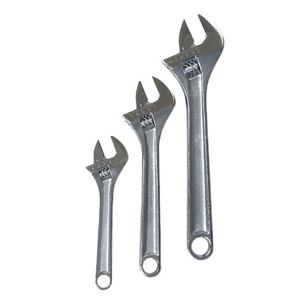 Adj. Wrench Set 6" 8" 10" Chrome 3 Pc. Type 1NYB8 by USA Westward Adjustable Wrenches