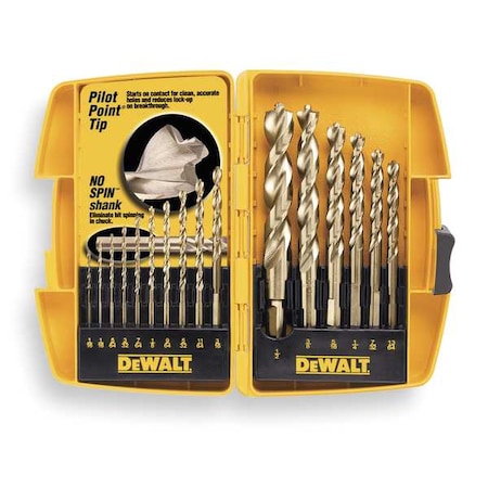 Drill Bit Set by USA Dewalt Pilot Point Drill Bits