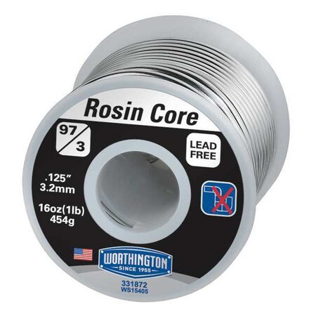 Lead Free Solder Dia 0.125 In 1lb by USA Worthington Solders