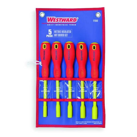 Nut Driver Set 5 Pieces Metric Solid Ins by USA Westward Nut Driver Sets
